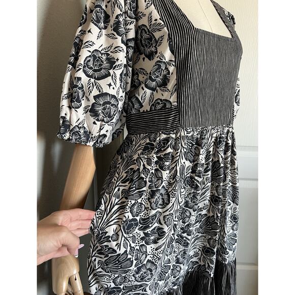 ANTHROPOLOGIE Bloomingprint Dress Size 8 Adrienne Flounced Midi Floral Pockets - Picture 7 of 16